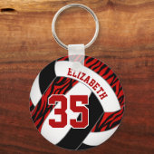 rode zwarte zebra strepen accentmeisjes volleyball sleutelhanger (Voorkant)