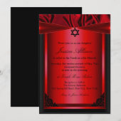 Rode & Zwarte Zijde bat mitzvah uitnodiging (Voorkant / Achterkant)
