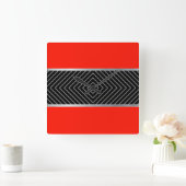 Rode, zwarte, zilveren en witte strepen vierkante klok (Huis)