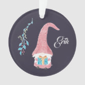 Rode Zweedse kabouter met een cadeaus ornament (voorkant)