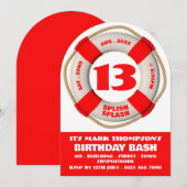 Rode Zwembad Donut, Pool Party Verjaardag Kaart (Voorkant / Achterkant)