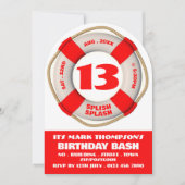 Rode Zwembad Donut, Pool Party Verjaardag Kaart (Voorkant)