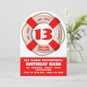 Rode Zwembad Donut, Pool Party Verjaardag Kaart (Staand voorkant)