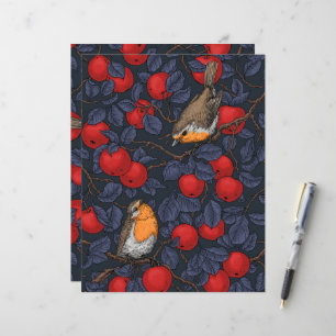 Rodeborstjes in de appelboom/blauw en rood