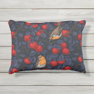 Rodeborstjes in de appelboom/blauw en rood  buitenkussen