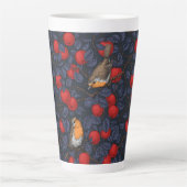 Rodeborstjes in de appelboom/blauw en rood latte mok (Voorkant)