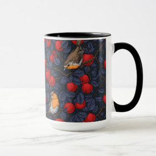 Rodeborstjes in de appelboom/blauw en rood mok