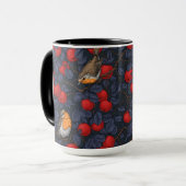 Rodeborstjes in de appelboom/blauw en rood mok (Voorkant links)