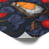 Rodeborstjes in de appelboom/blauw en rood  poster (Hoek)