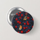 Rodeborstjes in de appelboom/blauw en rood ronde button 5,7 cm (Voorkant /achterkant)