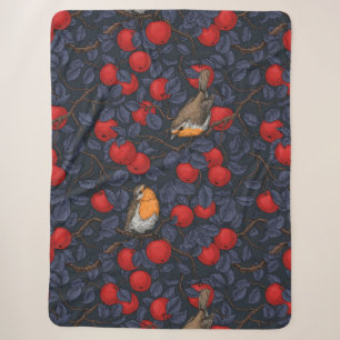 Rodeborstjes in de appelboom/blauw en rood sherpa deken