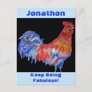 Rodehaan Aquarel Mannenkaart Verjaardagskaart Briefkaart