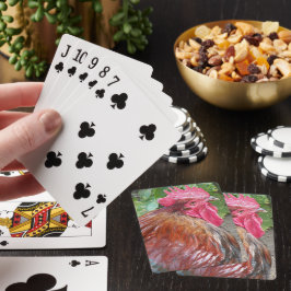 Rodehaan kip foto pokerkaarten
