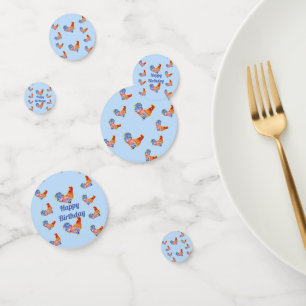 Rodehaan Kippen Jongens Gelukkige Verjaardag Confetti