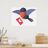 Rodeherteliefdebrief vliegende Robin Vogel Poster (Keuken)