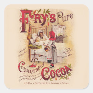 Rodekapje Victoriaanse Cacao uit de oude doos Vierkante Sticker