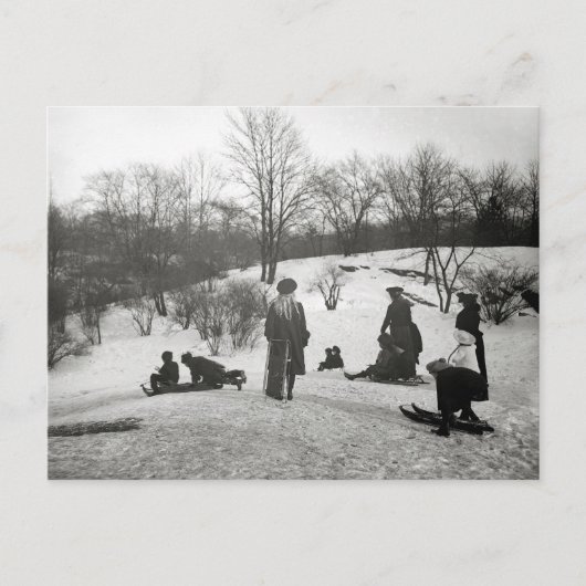 Rodelen in Central Park, 1906 Briefkaart (Voorkant)