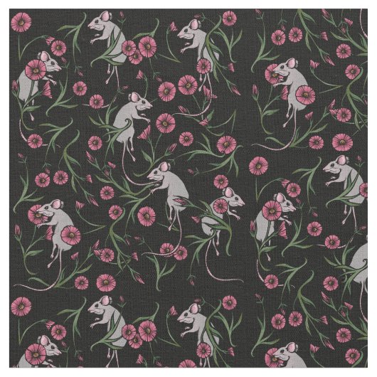 Rodent Floral Pattern Stof (Close Up)
