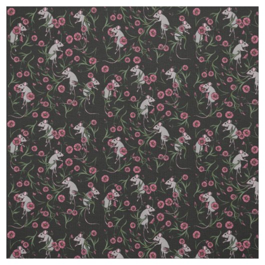 Rodent Floral Pattern Stof (Swatch)