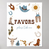 Rodeo 1st Birthday Favors Sign Poster (Voorkant)