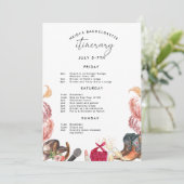 Rodeo Bachelorette Invitation Itinerary in Roze Kaart (Staand voorkant)