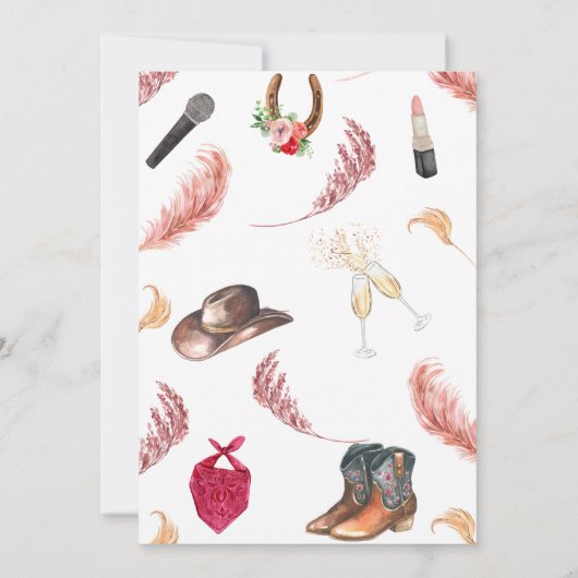 Rodeo Bachelorette Invitation Itinerary in Roze Kaart (Achterkant)