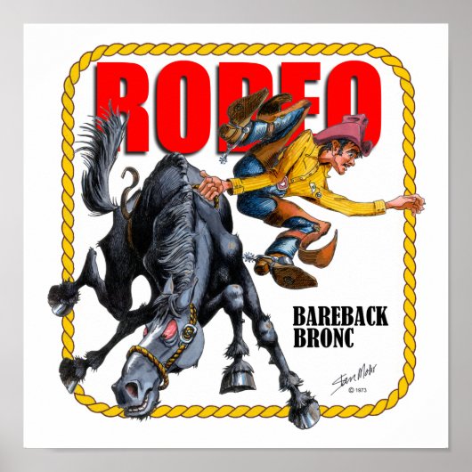 Rodeo Bareback Bronc Rider Poster (Voorkant)