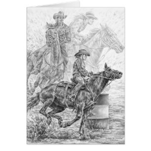 Rodeo Barrel Race Drawing Art van Kelli Swan