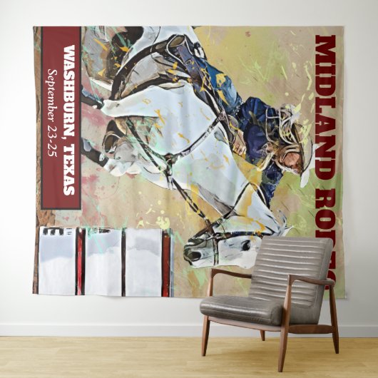 Rodeo barrel racing hangende wandtapijt wandkleed (In Situ (horizontaal))