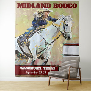 Rodeo barrel racing hangende wandtapijt wandkleed
