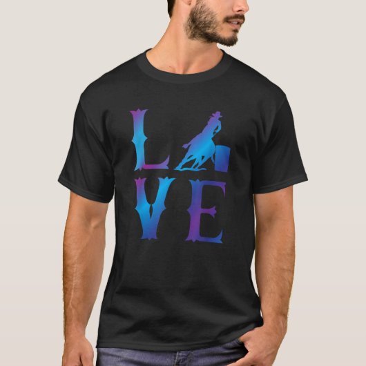 Rodeo Barrel Racing LOVE Distressed Blue  T-shirt (Voorkant)