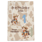 Rodeo Beige Cowboy Paard Westerne naam 1e Verjaard Medium Cadeauzakje (Voorkant)
