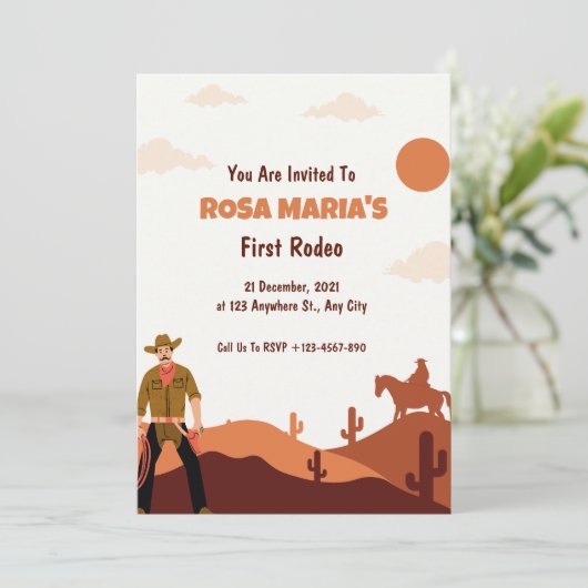 Rodeo Birthday Uitnodiging (Staand voorkant)