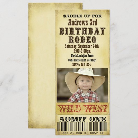 Rodeo Birthday Uitnodiging (Voorkant / Achterkant)