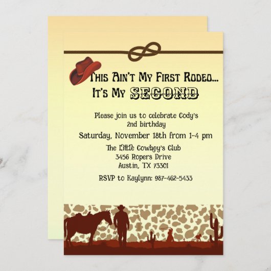 Rodeo Birthday Uitnodiging (Voorkant / Achterkant)