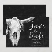Rodeo Black and White Bull Skull Sla de datum op Aankondiging (Voorkant / Achterkant)