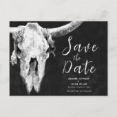 Rodeo Black and White Bull Skull Sla de datum op Uitnodiging Briefkaart (Voorkant)