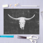 Rodeo Black en White Rustic Western Bull Skull Tissuepapier (Craft)
