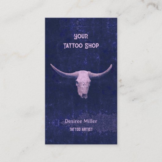 Rodeo  blauw Tattoo van textiel Koop Bull Skull Visitekaartje (Voorkant)