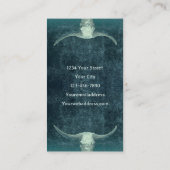 Rodeo Blauwgroen Tattoo Winkelen Rustic Bull Skull Visitekaartje (Achterkant)