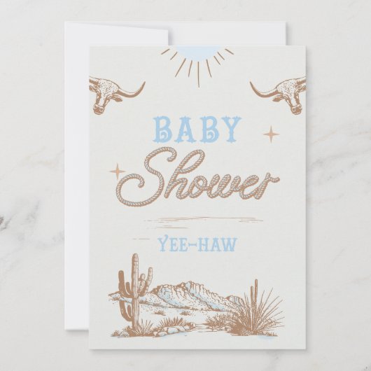 Rodeo Blue Boys Rodeo Cowboy Western Baby shower Kaart (Achterkant)
