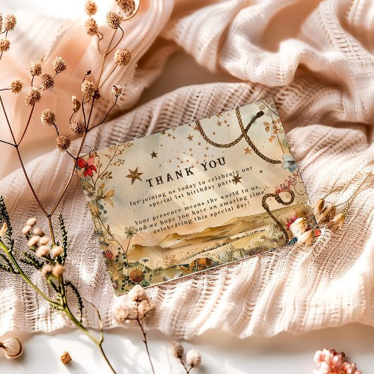 Rodeo Boots & Cactus 1st Birthday Bedankkaart