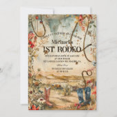 Rodeo Boots & Cactus 1st Birthday Kaart (Voorkant)