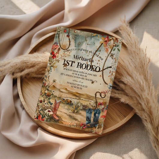 Rodeo Boots & Cactus 1st Birthday Kaart