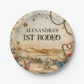 Rodeo Boots & Cactus 1st Birthday Papieren Bordje (Voorkant)