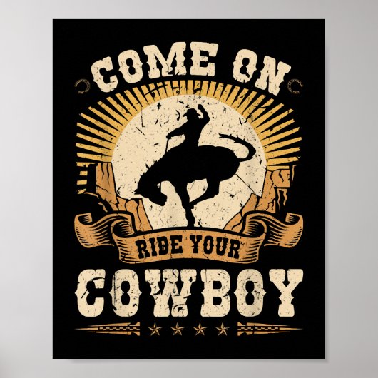 Rodeo Bronc Riding Ride je Cowboy Bucking Horse Poster (Voorkant)