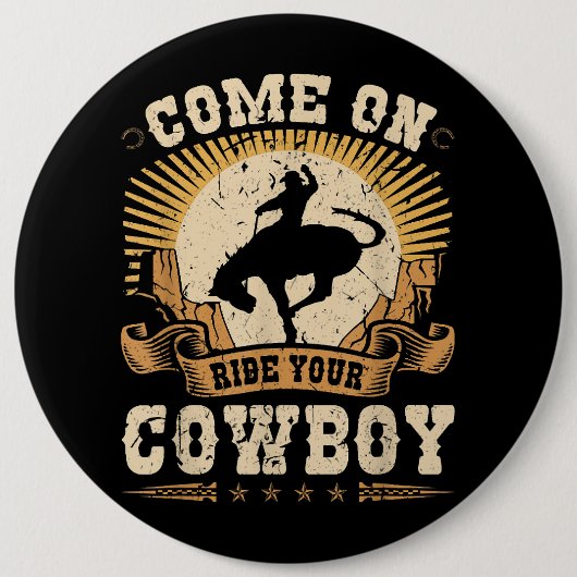 Rodeo Bronc Riding Ride je Cowboy Bucking Horse Ronde Button 6,0 Cm (Voorkant)