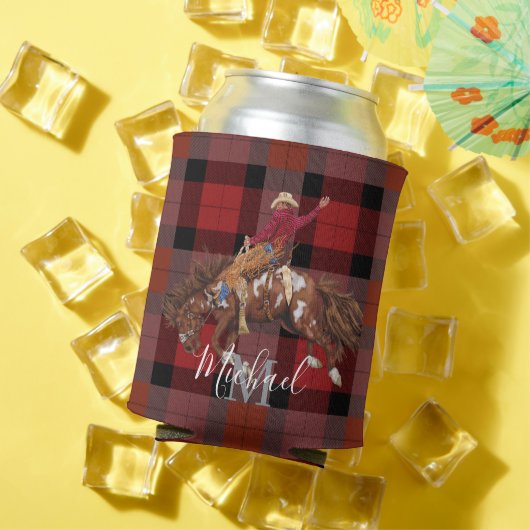 Rodeo Bronco pakt cowboy op plaid Blikjeskoeler (Insitu Zomer)