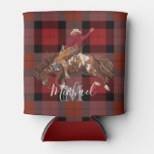 Rodeo Bronco pakt cowboy op plaid Blikjeskoeler (Voorkant)