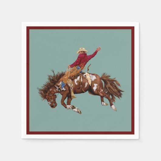 Rodeo Bronco Riding Cowboy Servet (Voorkant)